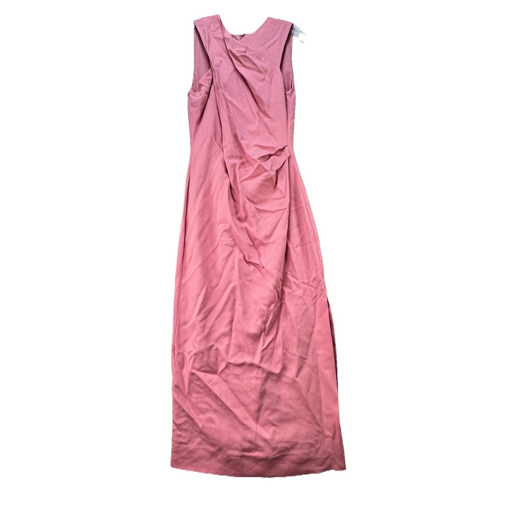 NEW $480 REISS Imogen Sleeveless Ruched Midi Dress in Pink Fitted Side Slit US 4 - Picture 2 of 14